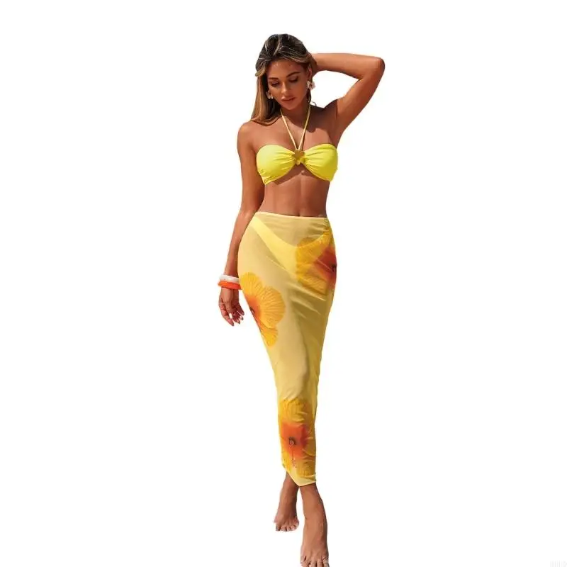 Damen-Badebekleidung, Design mit hängendem Hals, langes Strandkleid, Polyester, Spandex, pflegeleicht, verstellbare 69HD – Detail 2