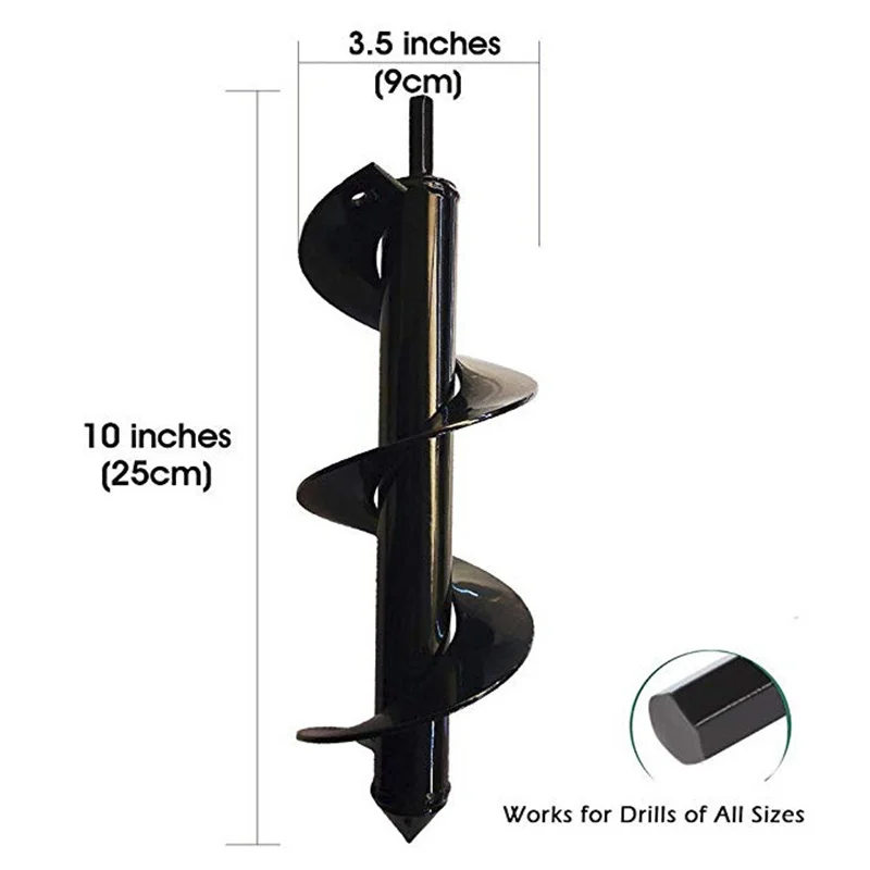 Garden Auger Spiral Drill Bit Flower Planter Bulb Shaft Auger Yard Gardening Earth Drill Planting Hole Digger Tool 6
