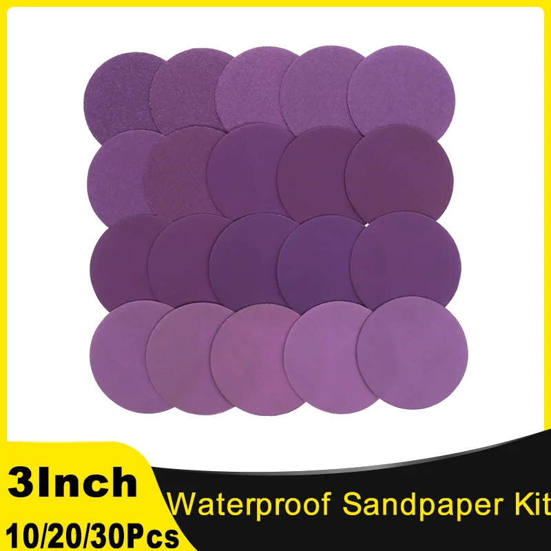 3 Inch Sandpaper Kit 60-10000 Grits Hook & Loop Professional Aluminum Oxide Sand Paper Wet Dry Polish for Wood Metal