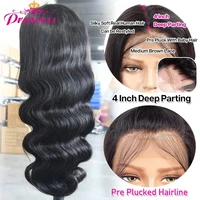 Princesse cheveux 13x6 HD Transparent dentelle avant perruques de cheveux humains pour les femmes 13x4 brésilien vague de corps dentelle frontale perruque avec des cheveux de bébé 5