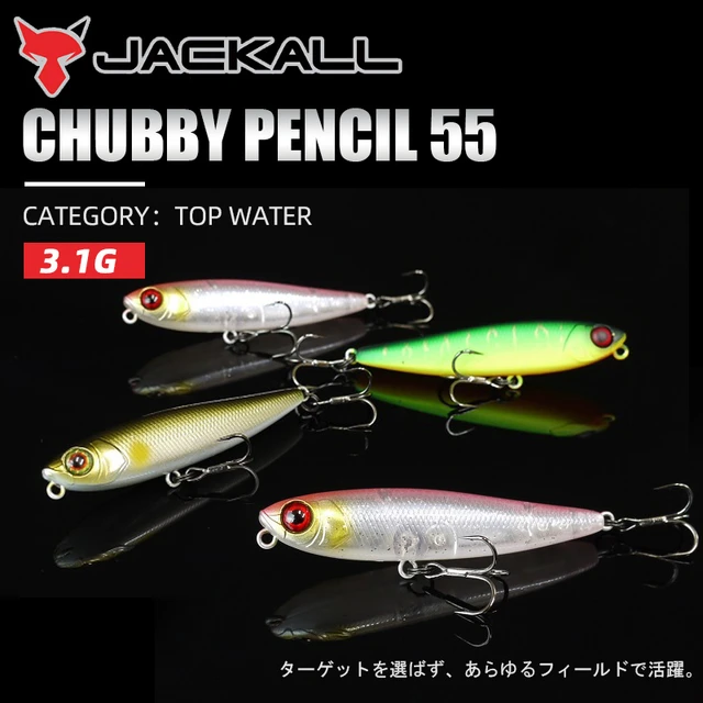 Jackall Chubby Pencil 55Mm 3.1G Top Water Fishing Lure Wide Dog Walk Hard  Bait Fresh Water Lures For Fishing - AliExpress