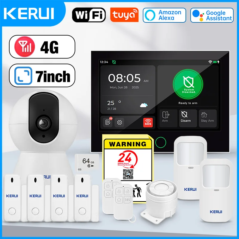 KERUI-W181 Sistema De Alarme Para Casa, WiFi, Alarme GSM, Suporte Alexa