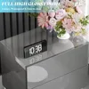 Modern Minimalist Nightstand Set of 2, 24" High Gloss Electroplated Sofa Side Table with 2 Magnetic Storage Drawers, Rectangula 2