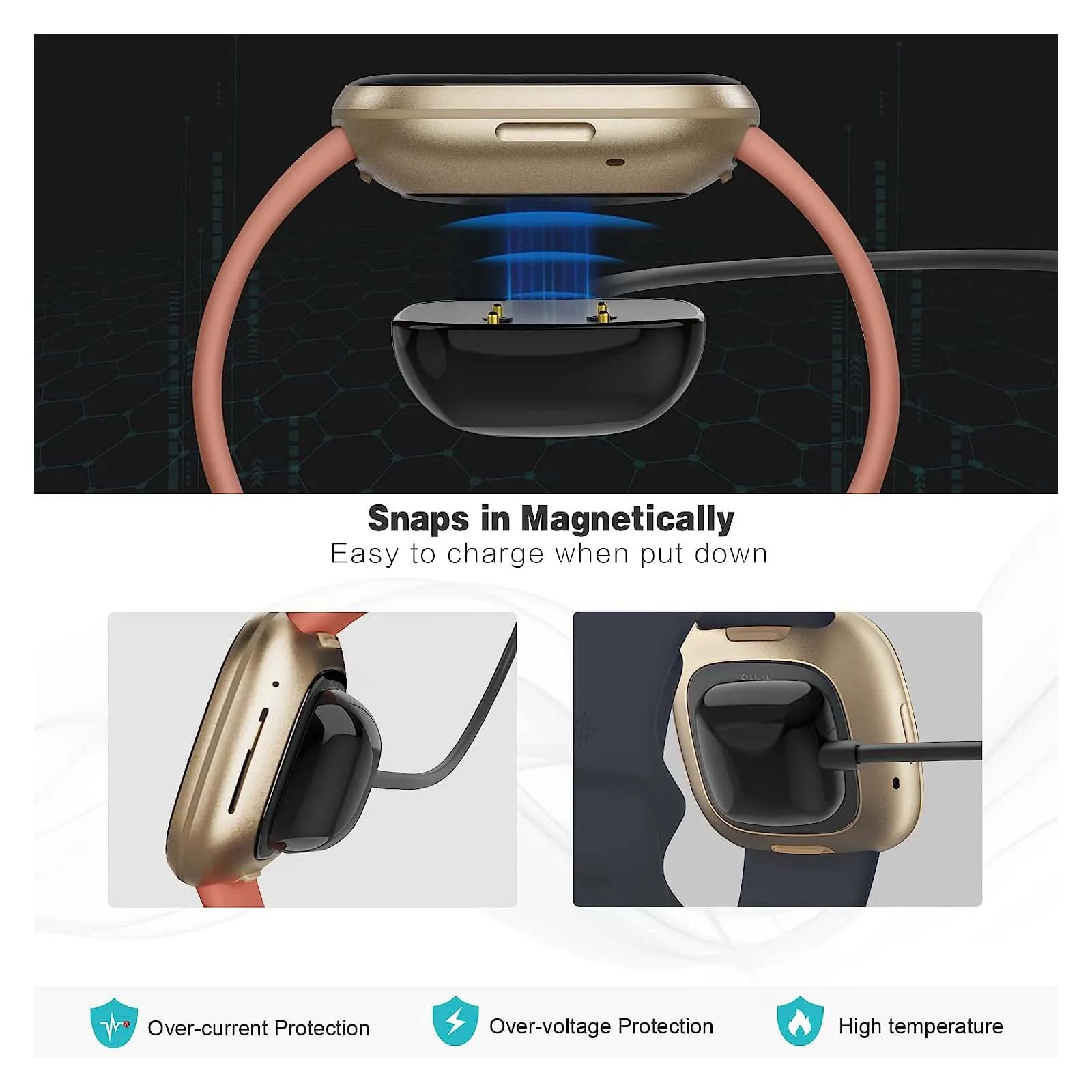 Mykomi USB Cable Charging Docks For Fitbit Versa 4,Fitbit Versa 3,Fitbit Sense,Fitbit Sense 2 Smartwatch Charger Replacement For Fitbit Versa 4,Fitbit - View #4