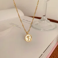 Collier avec pendentif Rose en métal pour femmes, coquille ronde irrégulière, en acier inoxydable, chaîne de cou Sexy, bijoux de luxe de fête, nouvelle collection 2025 1