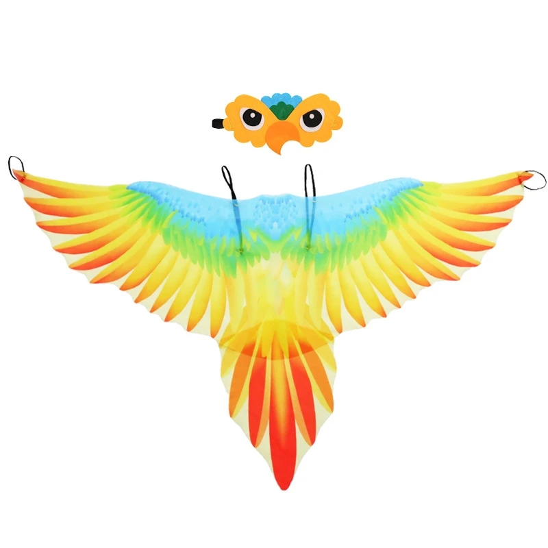 

Vibrant Parrot Wings with Costume Mask Birds Dress Up Bird Costume Prop for Halloween Party Bird Themed Party Masquerade