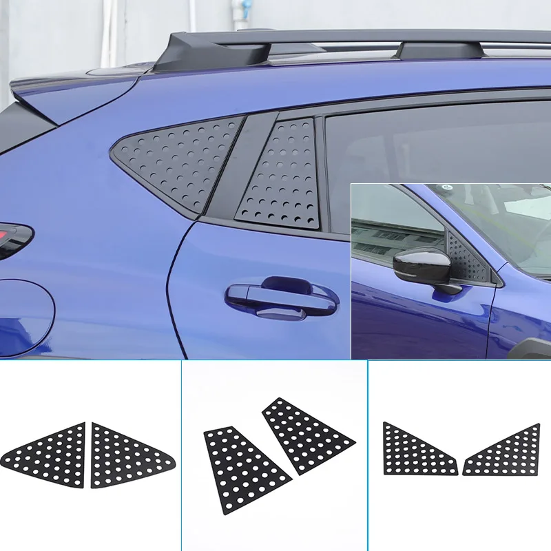 for-subaru-crosstrek-2024-alloy-black-car-rearview-mirror-side-triangle-rear-side-window-glass-protective-plate-car-accessories