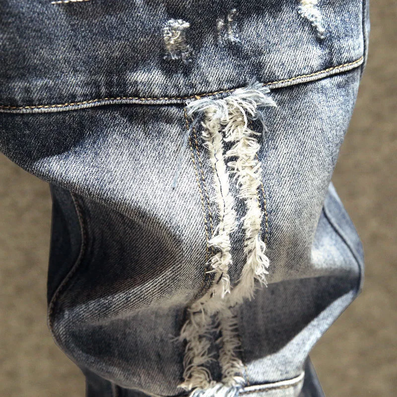 Spring and Autumn New Men's Classic Fashion Trend Ripped Jeans Men's Casual Elastic Comfortable High-Quality Trousers 28-36