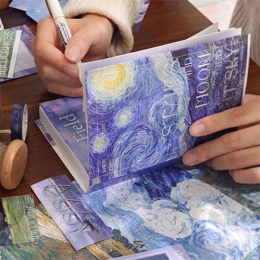 

Набор лент из материала Washi, Примечания, книга, коробка, подарок, ручной блокнот, Гога, календарь, Ван-кадерно, картина маслом, дневник, бумага