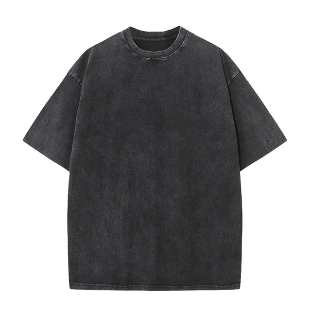Men's Summer T-shirt 230G Heavy Cotton Vintage Washed T-Shirts Oversized Short Sleeve Loose Streetwear Short Sleeve Tops Tee 2
