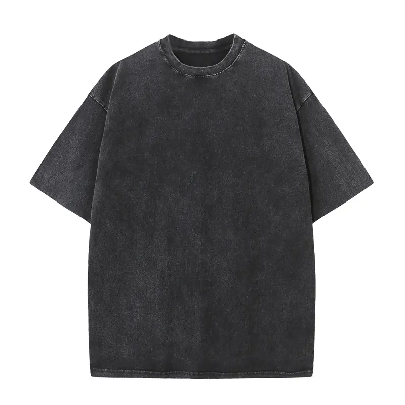 Men's Summer T-shirt 230G Heavy Cotton Vintage Washed T-Shirts Oversized Short Sleeve Loose Streetwear Short Sleeve Tops Tee - Image 2
