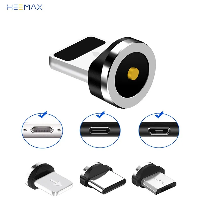 1pcs 5pcs Round Magnetic Plug Micro USB Magnetic Charger Cable Plug USB Type C Magnet Cable Adapter 360 Rotate 8 pin Cable Tips