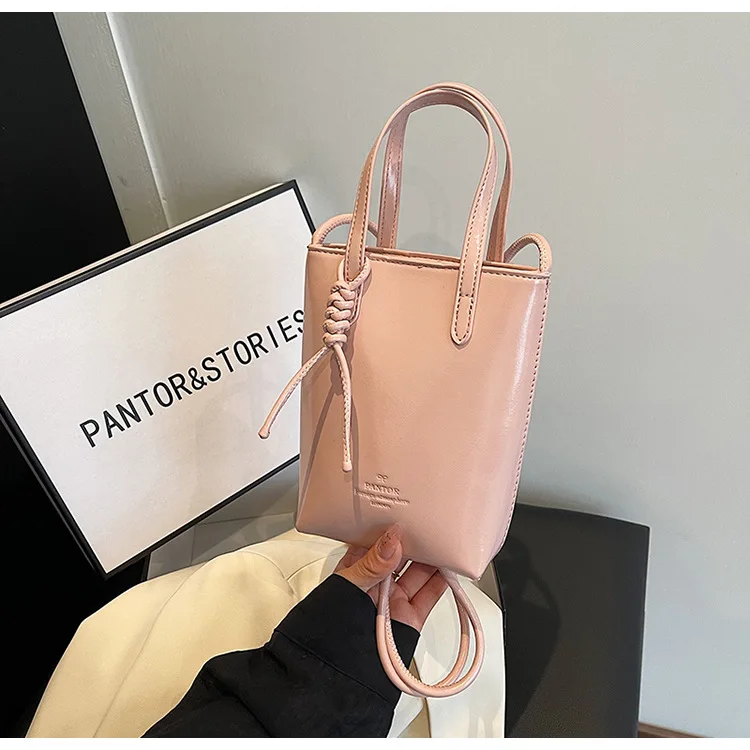 Mini PU Leather Crossbody Bag - Womens Korean Fashion Shoulder Handbag