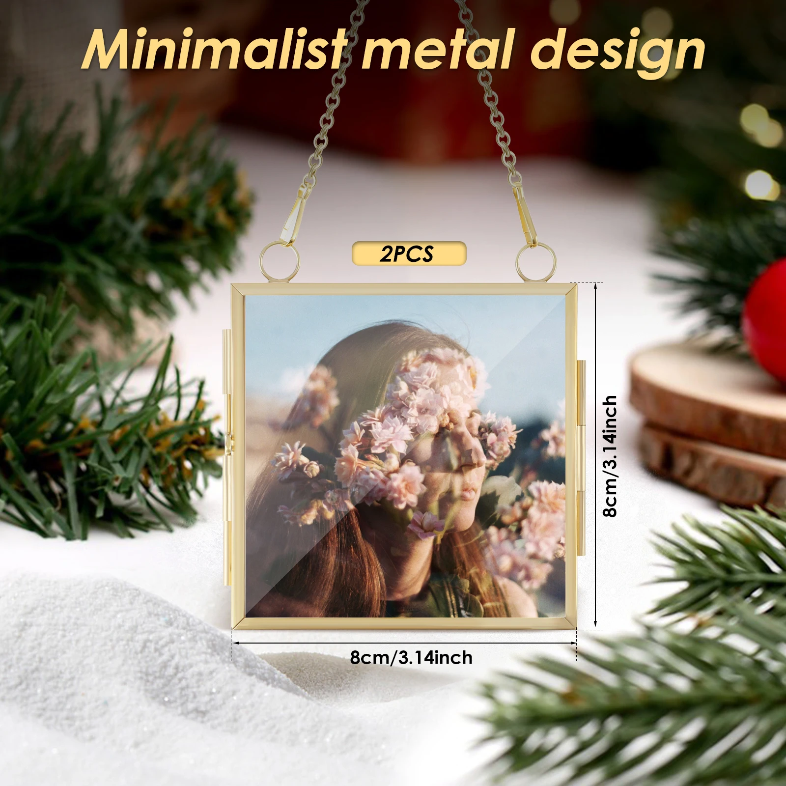 Mini Metal and Glass Double-Sided Floating Photo Frames