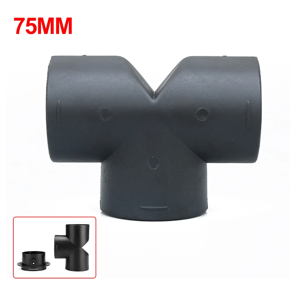 

T Piece Outlet Connector Vavle Flap 75mm Air Vent Ducting Accessories Black For Air Diesel Heater Parts Plastic