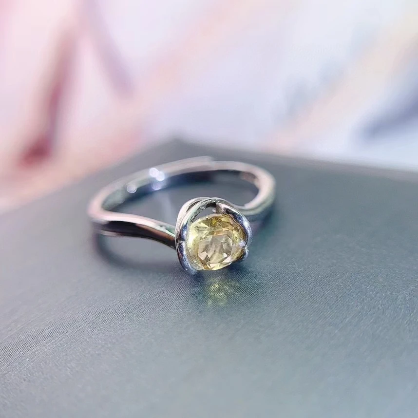 

Elegant 925 Silver Citrine Ring 5mm*5mm 0.5ct VVS Natural Citrine Engagement Ring 3 Layers 18K Gold Plating Crystal Jewelry