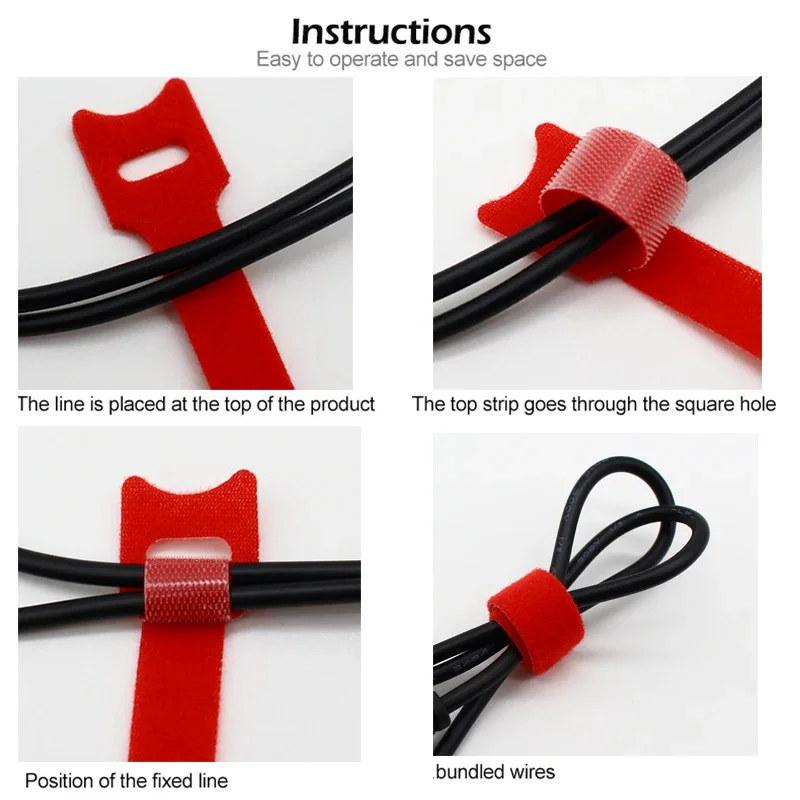 Releasable Cable Ties Colored Plastics Reusable Nylon Loop Wrap Zip Bundle Ties T-type Tie Wire 10/30/50/100PCS