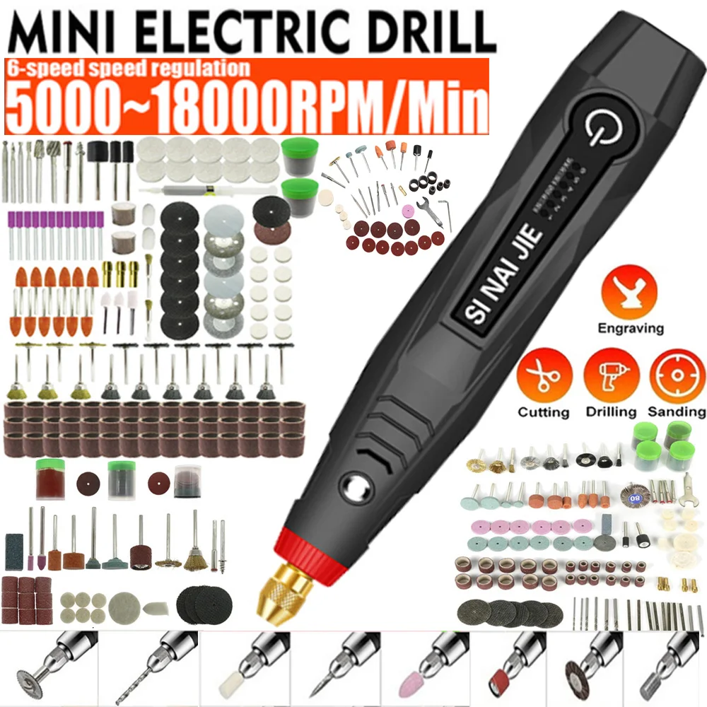 Mini Drill Electric Mini Grinder Set Drill USB Charging Rotary Tools With Engraving Accessories Kits for DIY Grinding Polishing juses smokeshop 12pcs lot mini electric grass grinder usb charging high dry herb smoke crusher power smoking accessories