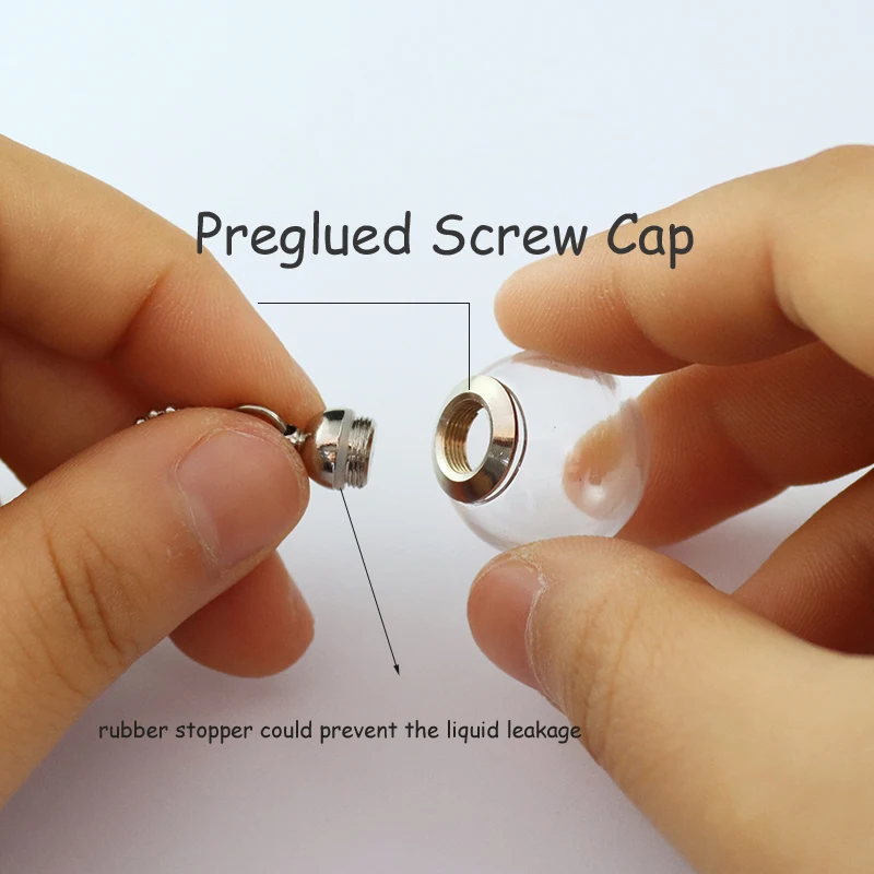 10PCS Preglued Screw Cap Glass Globe Pendant Necklaces With Rubber Seal Tiny Glass Globes Glass Vial Pendant Diy Finding 3