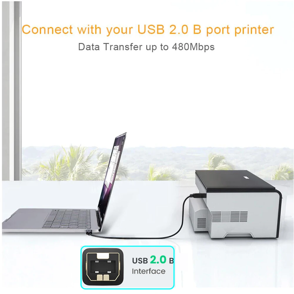 High-Speed USB 2.0 A to B Male Printer Cable - Available in 1.0M or 1.5M Lengths
