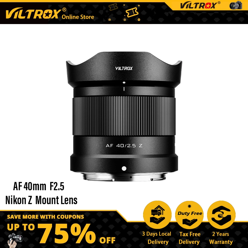 VILTROX 40 мм F2.5 Полнокадровый объектив для Sony Nikon Z объектив камера объектив Автофокус портрет Vlog объектив для Nikon Объективы ZFC Z6 Z7 Z8