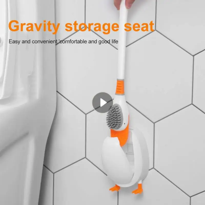 Creative Ducks Toilet Brush Holder Stand Long Handled Toilet Brush No