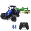 RC Truck Farm Tractor with 2 Rechargeable Batteries 1/24 High Simulation Construction Vehicle with Dual Rotary Swath Windrower 1