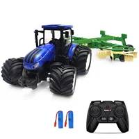 RC Truck Farm Tractor with 2 Rechargeable Batteries 1/24 High Simulation Construction Vehicle with Dual Rotary Swath Windrower 1