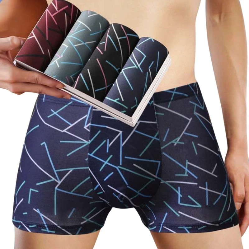 boxers 4PCS/Lot Boxer Underwear Men Homme Brand Mens Underpants Male Panties Breathbale shorts U Convex Pouch Men Printing BOXER best boxer briefs for men