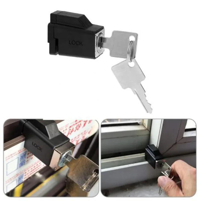 Sliding Window Patio Screw Door Lock Key Push Baby Child Safety Protection Antitheft Door Window Security Lock Catches Set