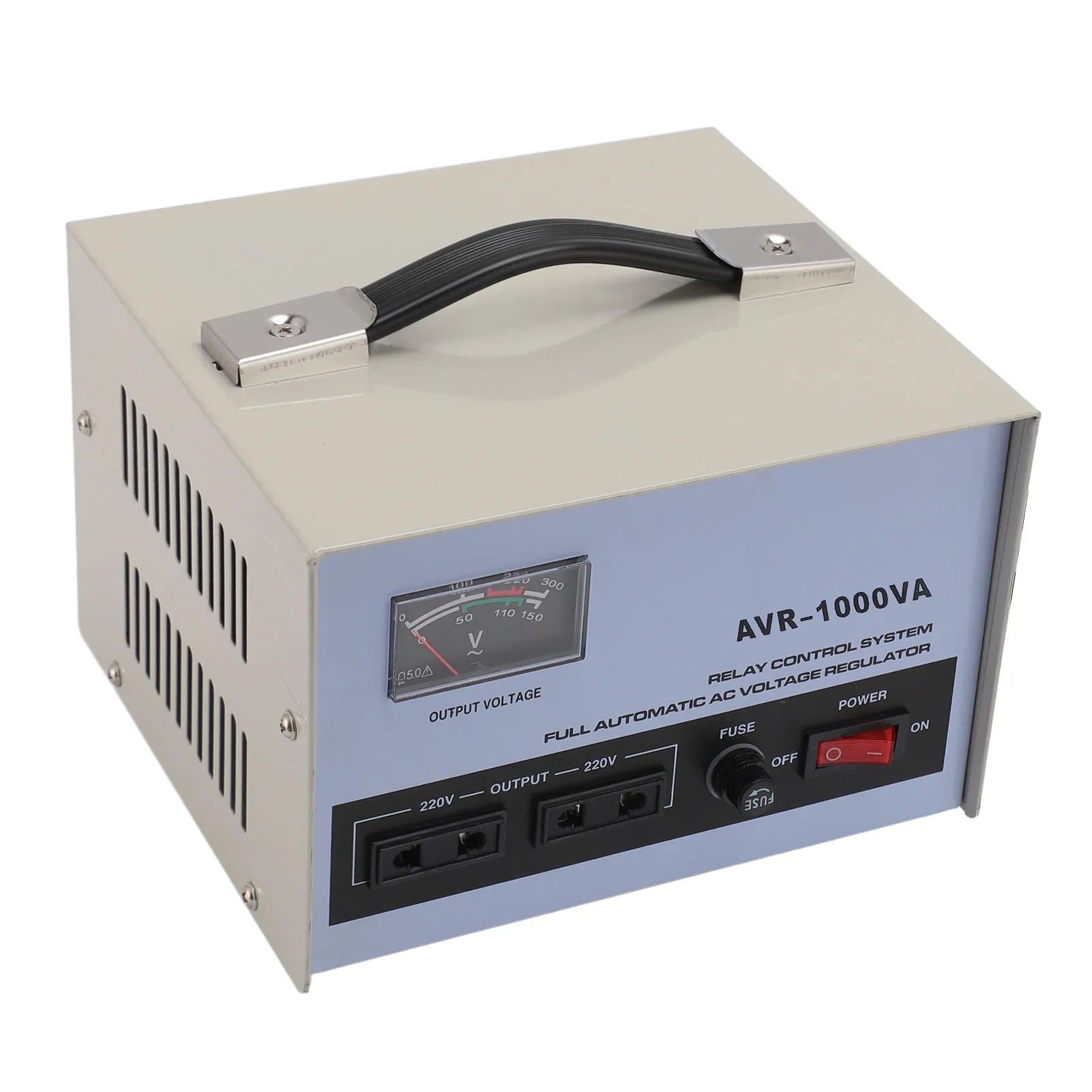 AC Voltage Regulator 1000W 160-Input Output 3 Universal Sockets Automatic Voltage Stabilizer with 2 Fuse