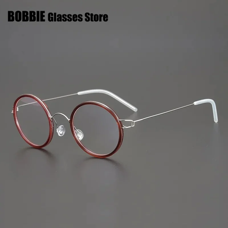 Sleek Ultralight Titanium Round Eyeglasses - Danish Handmade Design