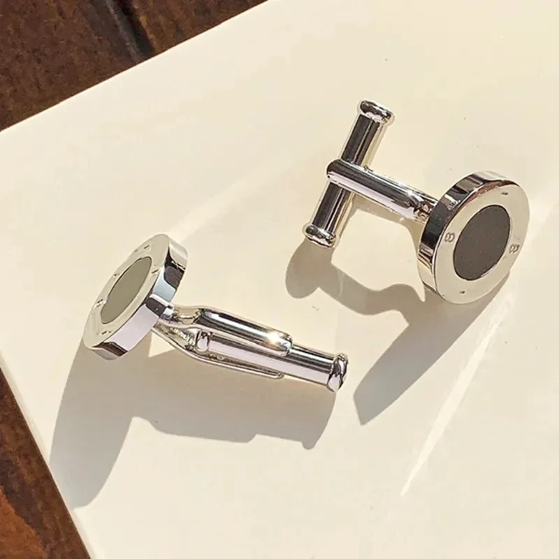 Cuff Links MB Black Agate With Letter 1:1 High Quality Black Man Shirt Cufflinks Classic Buttons With Box Set