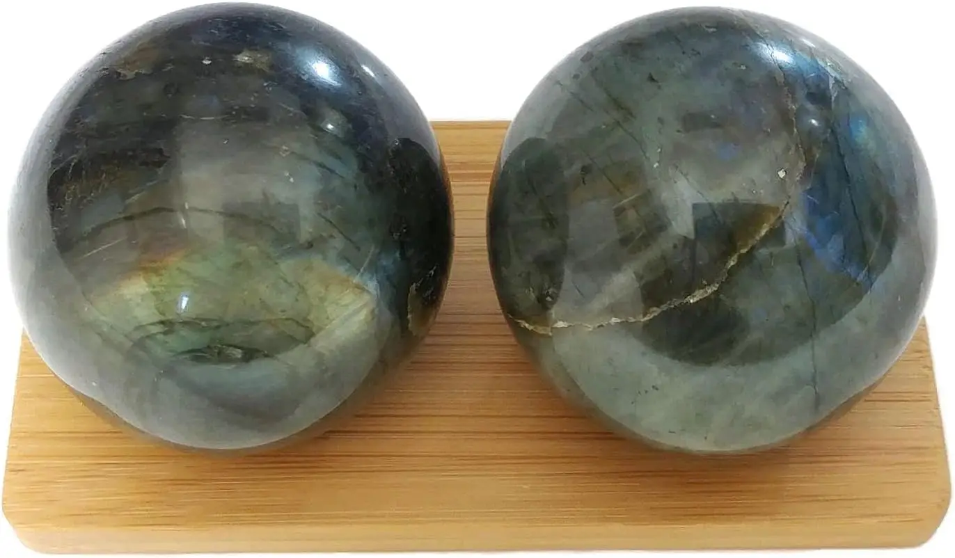 Natural Labradorite Baoding Balls - large and medium sizes