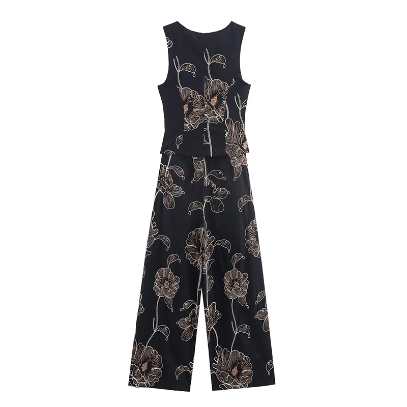 2025 New Fashion Off Shoulder Jumpsuit For Women Sleeveless Slim Fit Romper Flower Embroidery Chic Elegant Long Bodysuits