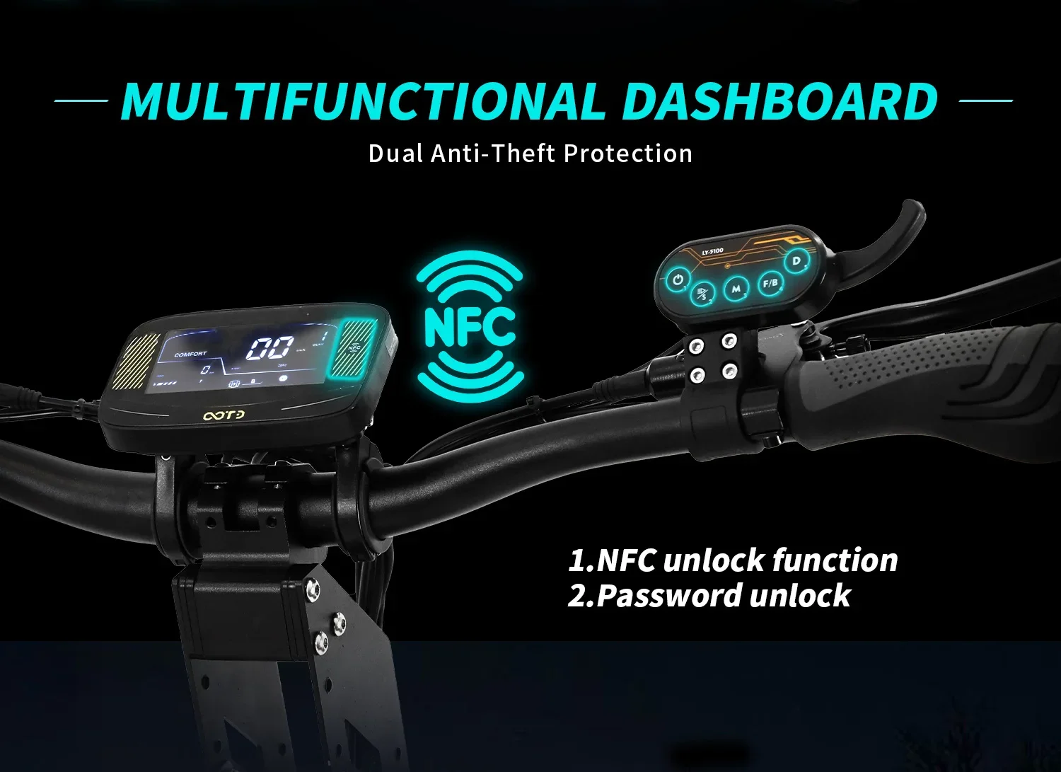 OOTD T30 Electric Scooter 2x1600W Motor 100KM Max Range 65KM/H Max Speed 60V31.2Ah Battery 13 Inch Off-Road Tire E-Scooter Sd6297a51d7f245628780e44b4aa5ce39S