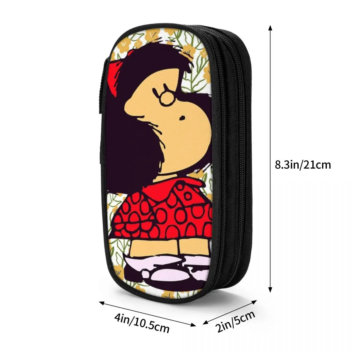 Cute Mafalda Flowers Pencil Case Kawaii Amine Pencil Pouch Pen Box Kids Big Capacity Bag School Supplies Gifts Stationery