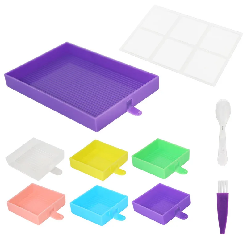 Description Picture 3 of itemHOMFUN 6 Grid Color Tray Palette Diamond Painting Tools Kits Embroidery Beading Point Drill Cross Stitch Sewing Accessories
