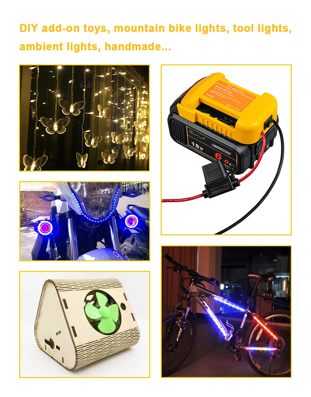 External Battery Adapter Converter for DEWALT 18V/20V/54V Battery DIY Power Tool