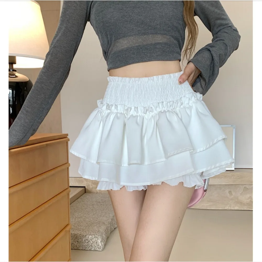 

High Waist Ballet Style Skirt New Spandex Stretchy Cake Puff a-line Dress Elastic Shaggy Short Skirt Women