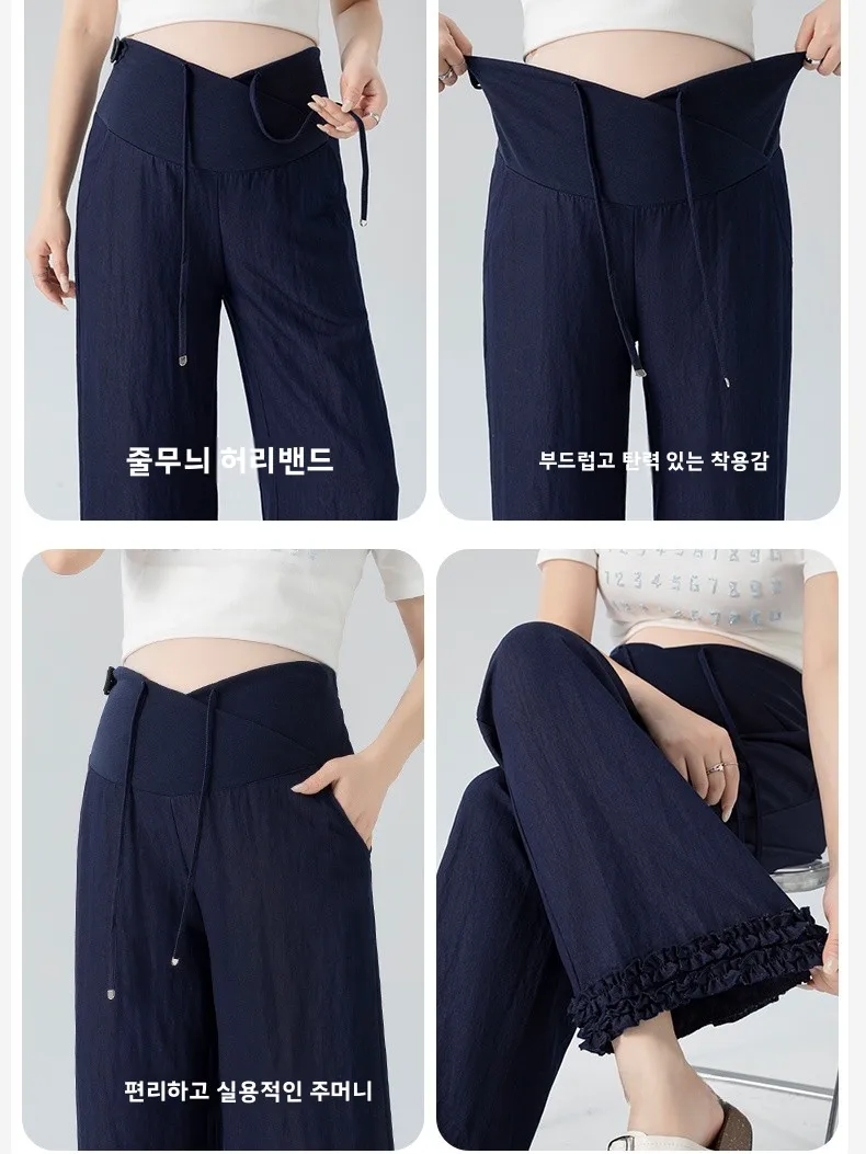 임산부용 청바지 여름용 얇은 비임산부용 신축성 있는 9피스 캐주얼 바지 편안한 배꼽 랩 폴리에스테르 섬유 온라인 독점 판매