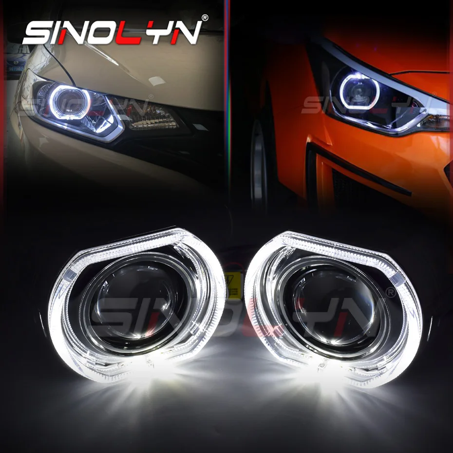 

Sinolyn 2.5 Inch Angel Devil Eyes Bi Xenon Lenses For Headlights H7 H4 Car Lights Projector Auto LED DRL Light Car Accessories