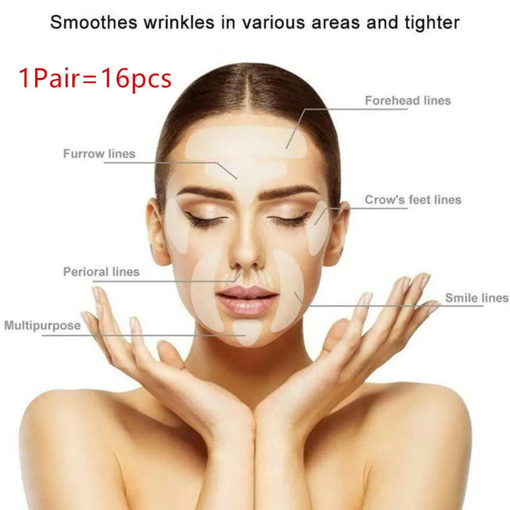 

1/2/3Pairs 16 transparent 16 in 1 silicone face patch set, eye patch, forehead tear groove wrinkle removal patch