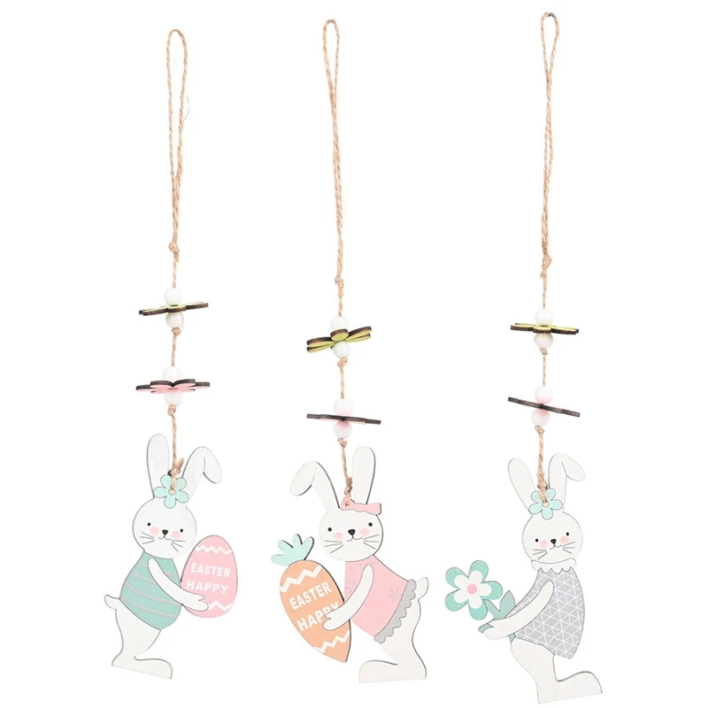 

Акция! Пасхальный деревянный кулон в виде кролика, бирки в виде кролика, окрашенные деревянные вырезы, подвесной кулон на Пасху, Настенный декор для двери и дерева