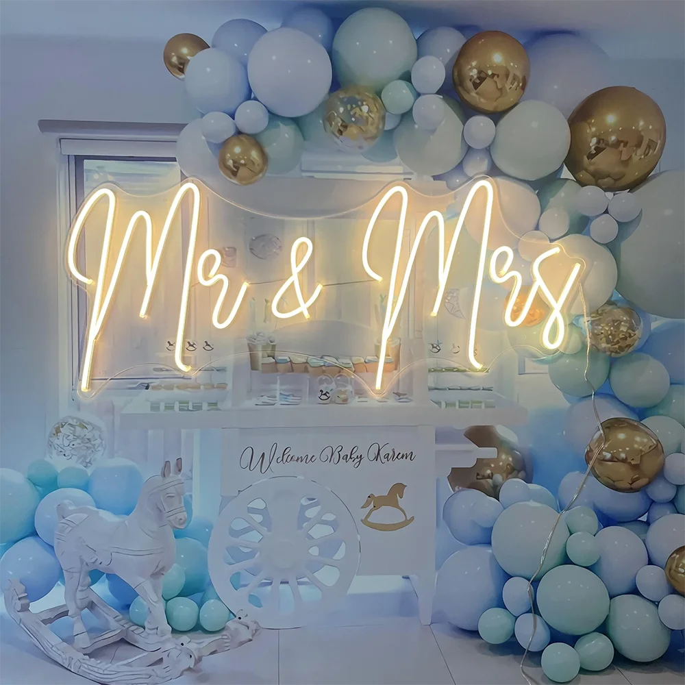 

Mr & Mrs Neon Sign Wedding Custom Neon Led light with Touch Dimmer Wedding Welcome Sign Custom Neon with Multiple Size and Color