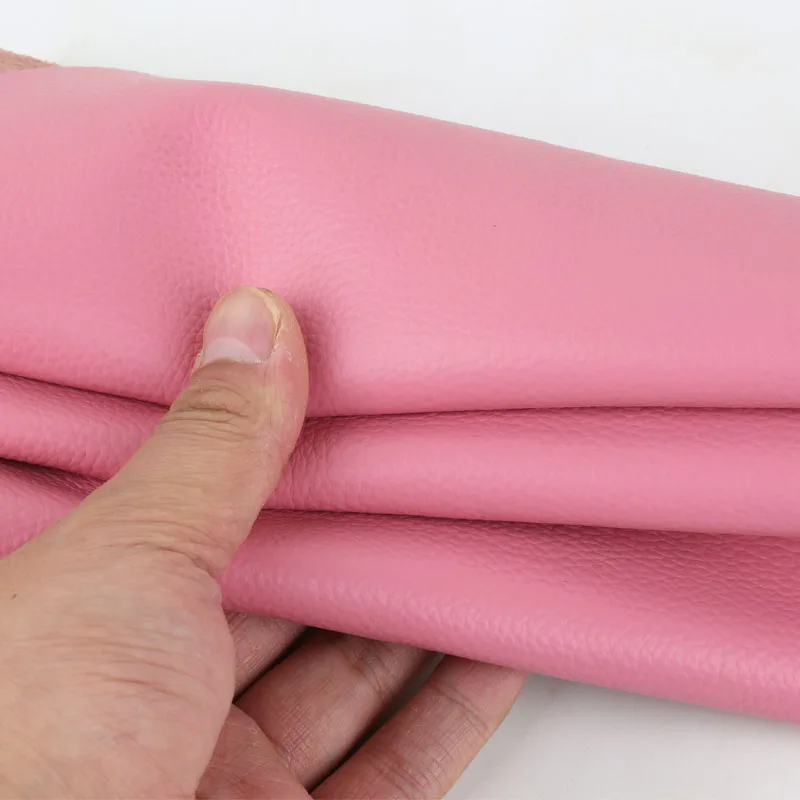 Elegant Pink Lychee Pattern Cowhide Leather for Home and Auto Upholstery