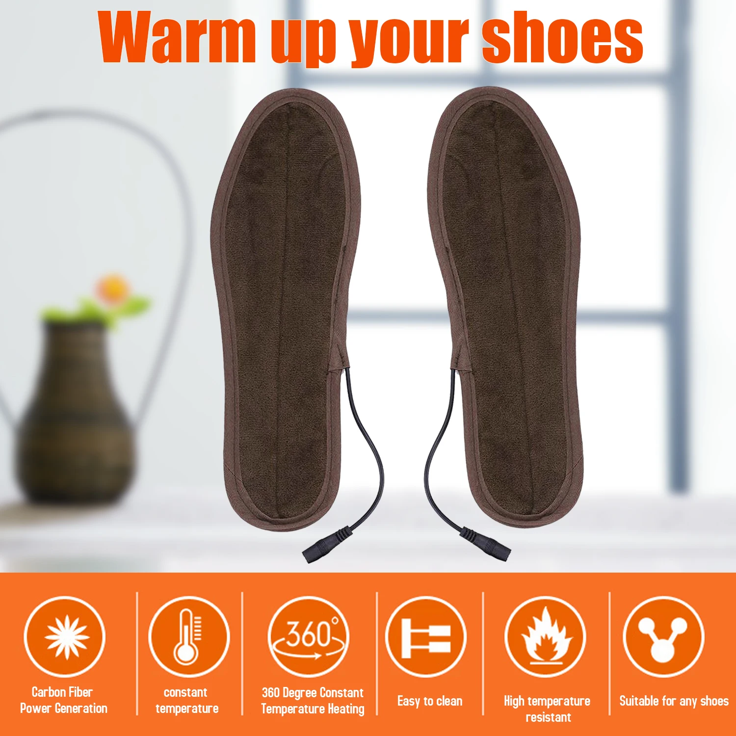 

1 Pair USB Heated Shoe Comfortable Soft Lint Electric Heated Shoe Insoles Winter Outdoor Sports Feet Warming Insoles