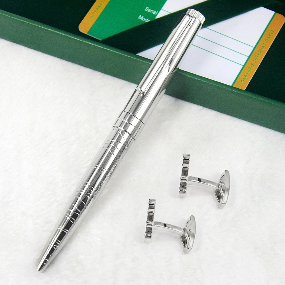 

MBS Luxury R Classic Gift Quality Metal Grid Ballpoint Pen Stationery Office School Supplies Writing Smooth With Green Box Set