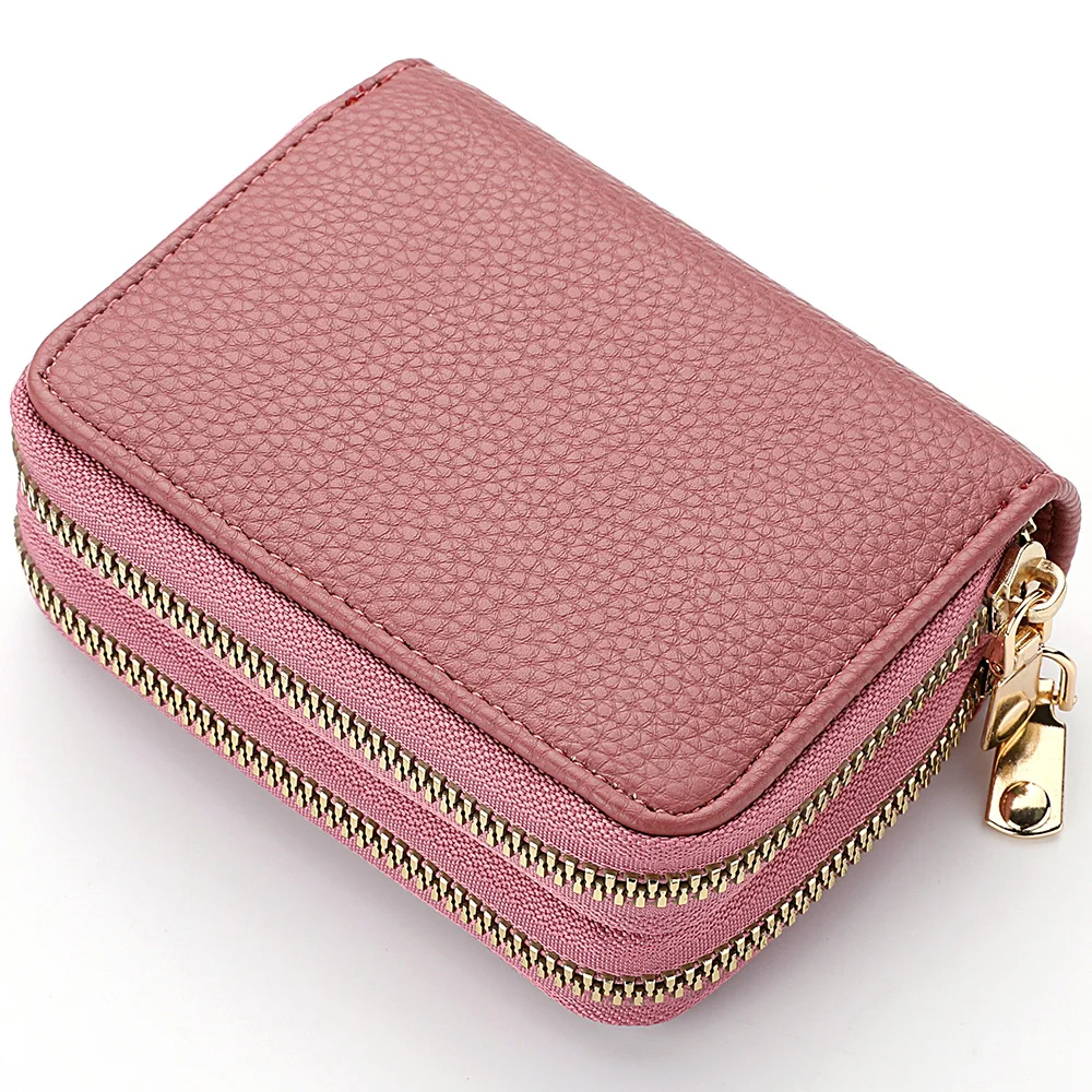 Women Zipper Purse Lychee Pattern Large Capacity Multi Card Slot Coin Purse