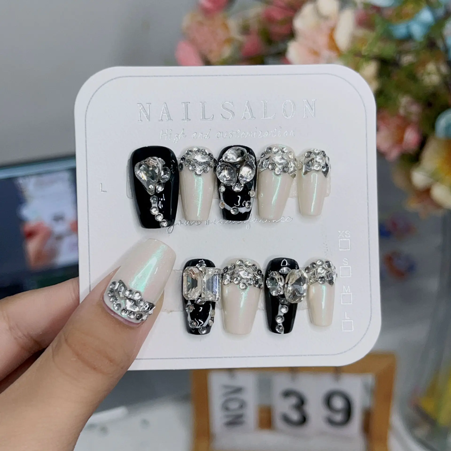 

Emmabeauty Роскошные и высококачественные полностью алмазные блестящие гвозди в форме сердца галактики с короткой T-образной формой № 24411